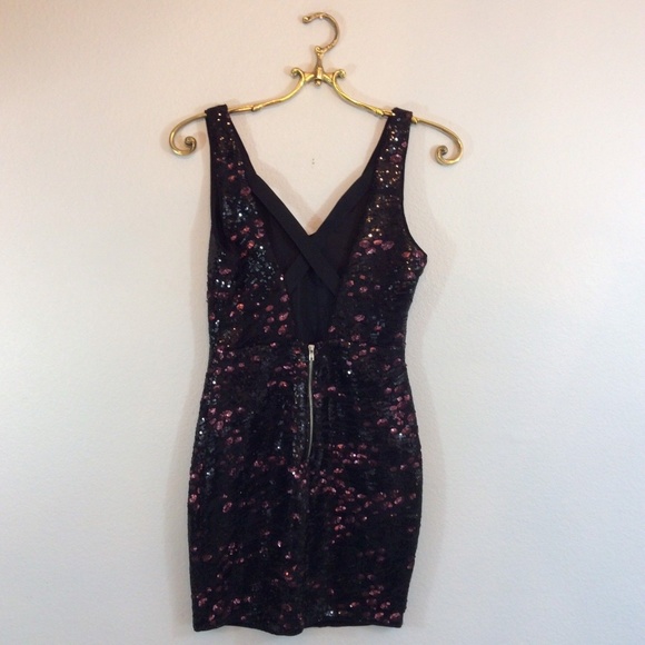 SOLD ASTR Nordstrom Black Maroon Sequin Dress - Picture 4 of 7